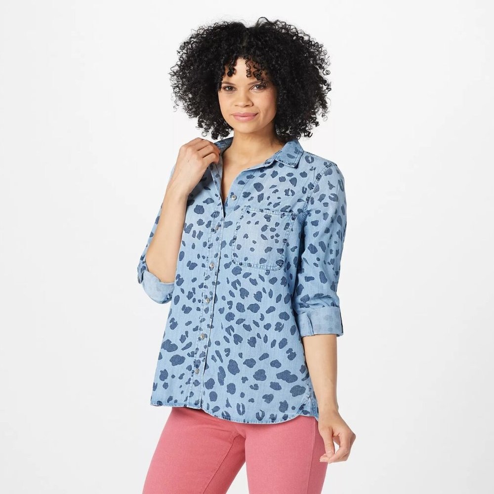 Side Stitch women Regular TENCERA button Front tunic Black dot shirt
